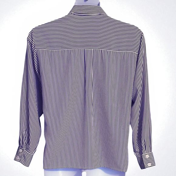 Vintage Rena Rowan Striped Button Up Shirt Size 12 Retro Pockets Vikings Purple - Picture 6 of 7